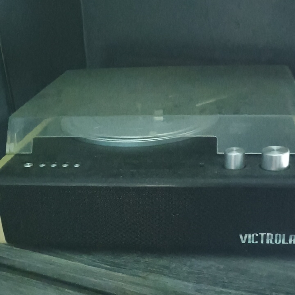 Victrola Black Turntable with Silver Accents Record Player